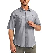Men's Fishing Shirts with Zipper Pockets UPF 50+ Lightweight Cool Short Sleeve Button Down Shirts...