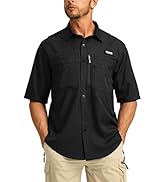 Men's Fishing Shirts with Zipper Pockets UPF 50+ Lightweight Cool Short Sleeve Button Down Shirts...