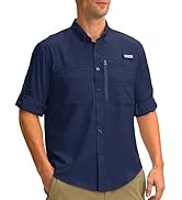 Men's Long Sleeve Sun Protection Fishing Shirt with Zipper Pockets UPF 50+ Lightweight Cool Sun S...