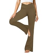 ZOOSIXX Black Flare Yoga Pants for Women, Crossover Soft Bootcut Leggings