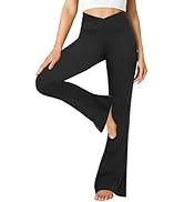 ZOOSIXX Black Flare Yoga Pants for Women, Crossover Soft Bootcut Leggings