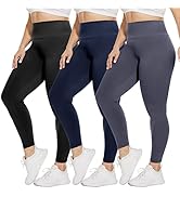 TNNZEET 3 Pack Plus Size Women's Leggings, Black Maternity Workout Yoga Pants