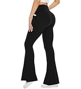TNNZEET Women’s Flare Yoga Pants with Pockets, High Waisted Workout Black Bootcut Leggings
