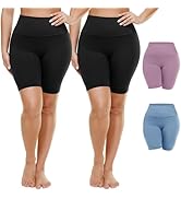 TNNZEET 2 Pack Plus Size Biker Shorts with Pockets for Women - 8" Black High Waisted Spandex Work...
