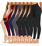 TNNZEET 7 Pack Fleece Lined Leggings Women, Warm Winter Black Thermal Workout Yoga Leggings