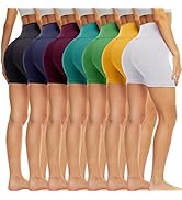TNNZEET 7 Pack High Waisted 5” Biker Shorts for Women – Soft Black Workout Yoga Running Shorts