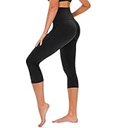 TNNZEET Black Capri Leggings for Women, High Waisted Workout Yoga Pants