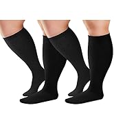 TNNZEET 2 Pack Plus Size Compression Socks Wide Calf for Women & Men, Knee High Support Stockings