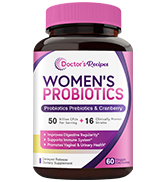 Doctor's Recipes Womens Probiotic, 60 Caps 50 Billion CFU 16 Strains, with Organic Prebiotics Cr...
