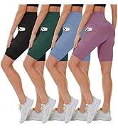 CAMPSNAIL 4 Pack Biker Shorts Women with Pockets – 5"/8" High Waist Tummy Control Workout Gym Yog...