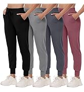 CAMPSNAIL 4 Pack Joggers for Women - Sweatpants with Pockets Lightweight Comfy Yoga Pants for Wor...