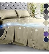 DECOLURE Cooling Bed Sheets King Set 4 pcs - Luxurious & Ultra-Soft King Size Cooling Sheets for ...