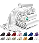 DECOLURE Satin Sheet Queen Set 6pcs - Luxurious & Genuine Silk Feel Satin Sheets Queen - Elegant ...