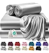 DECOLURE Satin Sheets Queen Size Set 4 Pcs - Silky & Luxuriously Soft Satin Bed Sheets w/ 15 inch...