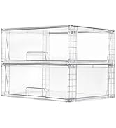 Vtopmart 2 Pack Large Stackable Storage Drawers,Easily Assemble Clear Acrylic Bathroom Closet Und...