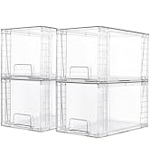 Vtopmart 4 Pack Large Stackable Storage Drawers,Easily Assemble Acrylic Bathroom Closet Undersink...