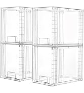 Vtopmart 4 Pack Clear Stackable Storage Drawers,9.7" High Plastic Organizers Bins for Skincare, B...