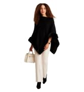 Anne Klein Women's Fur Trim Poncho Cape