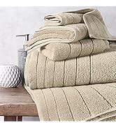Anne Klein 6-Piece Reverie Towel Set, 2 Bath Towels, 2 Hand Towels, 2 Wash Cloths, 100% Cotton, Sand