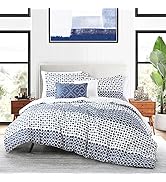 Anne Klein Isola Striped Comforter Set with Decorative Pillows, Full/Queen, Blue