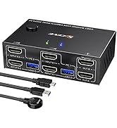 USB 3.0 Dual Monitor KVM Switch HDMI 4K@60Hz 2K@144Hz Simulation EDID, MLEEDA USB HDMI Extended D...