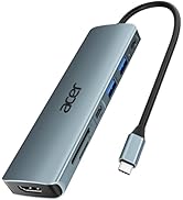 Acer USB C Hub, 7 in 1 USB C to HDMI Splitter, 2 USB 3.1 GEN1 and 5Gbps Type-C Data Port, USB C A...