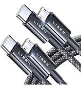LISEN USB C to Micro USB Cable[3.3ft 2-Pack], Nylon Braided Micro USB Cable, Ps4 Controller Charg...