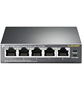 TP-Link TL-SG1005P, 5 Port Gigabit PoE Switch, 4 PoE+ Ports @65W, Desktop, Plug & Play, Sturdy Me...