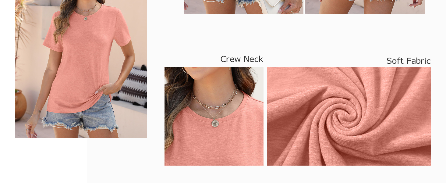 EADINVE Women Tops Casual T Shirts Crewneck Short Sleeve Summer Tees