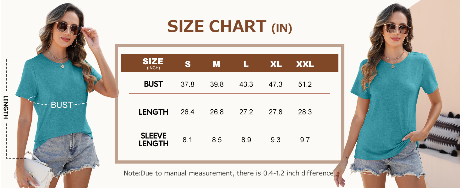 EADINVE Women Tops Casual T Shirts Crewneck Short Sleeve Summer Tees