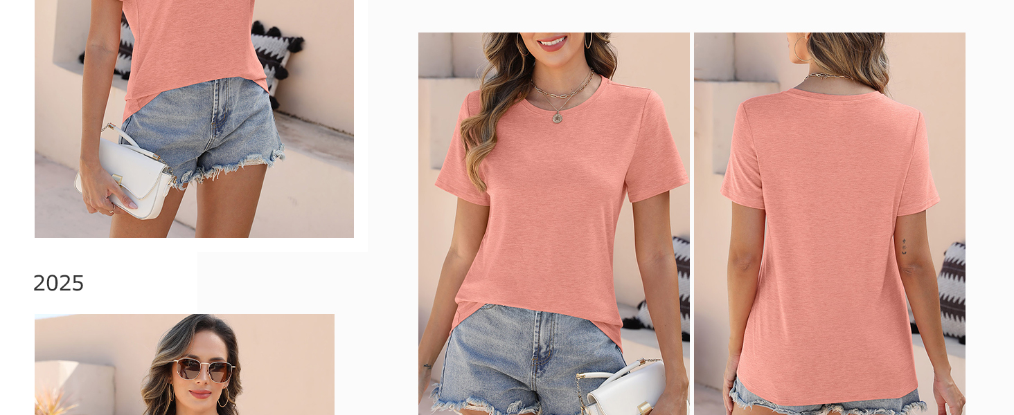 EADINVE Women Tops Casual T Shirts Crewneck Short Sleeve Summer Tees