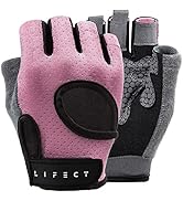 LIFECT Essential Breathable Workout Gloves, Weight Lifting Fingerless Gym Exercise Gloves with Cu...