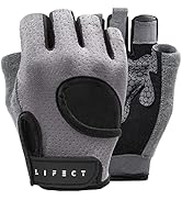 LIFECT Essential Breathable Workout Gloves, Weight Lifting Fingerless Gym Exercise Gloves with Cu...