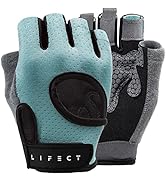 LIFECT Essential Breathable Workout Gloves, Weight Lifting Fingerless Gym Exercise Gloves with Cu...