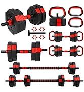 Adjustable Dumbbells Set 22LBS/33LBS/44LBS/55LBS/66LBS Free Weight Set with Connector, 4 in 1 Fre...