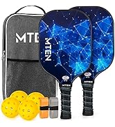 Pickleball Paddles, USAPA Approved Fiberglass Surface Pickleball Set with 2 Pickleball Rackets, P...
