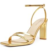 Modatope Womens Sandals Square Open Toe Chunky High Heels Strappy Ankle Strap Sandals Comfort Dre...
