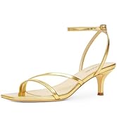 Modatope Womens Sandals Square Open Toe Kitten Heels Strappy Ankle Strap Sandals Comfort Dress Pa...