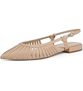 Modatope Slingback Flats for Women Pointed Toe Ballet Flats Classic Low Heel Sandals Dress Shoes