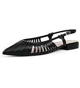 Modatope Slingback Flats for Women Pointed Toe Ballet Flats Classic Low Heel Sandals Dress Shoes