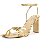 Modatope Strappy Heels for Women Square Open Toe Chunky High Heels Ankle Strap Heeled Sandals Com...