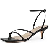 Modatope Womens Sandals Square Open Toe Kitten Heels Strappy Ankle Strap Sandals Comfort Dress Pa...