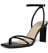 Modatope Womens Sandals Square Open Toe Chunky High Heels Strappy Ankle Strap Sandals Comfort Dre...
