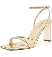 Modatope Womens Sandals Square Open Toe Chunky High Heels Strappy Ankle Strap Sandals Comfort Dre...