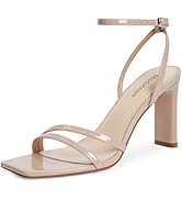 Modatope Womens Sandals Square Open Toe Chunky High Heels Strappy Ankle Strap Sandals Comfort Dre...