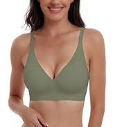 HORISUN Seamless Bras Full Coverage V Neck Push Up Wireless Bras for Women