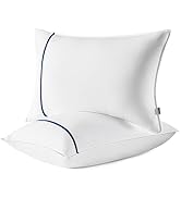 Bedsure Queen Size Pillows Set of 2 - Luxury Hotel Quality Pillows with Satin Stripe & Breathable...