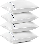 Bedsure Queen Size Pillows Set of 4 - Luxury Hotel Quality Pillows with Satin Stripe & Breathable...