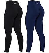 AUROLA Power Workout Leggings for Women Tummy Control Squat Proof Ribbed Thick Seamless Scrunch A...