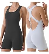 AUROLA Power Romper for Women Workout Yoga Gym Seamless One Piece Racerback Jumpsuit Tummy Contro...